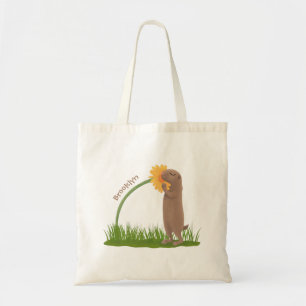 Tote Bag Un mignon chien de prairie reniflant la caricature