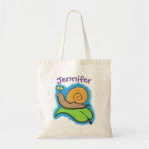 Tote Bag Un mignon escargot heureux sur une illustration d'