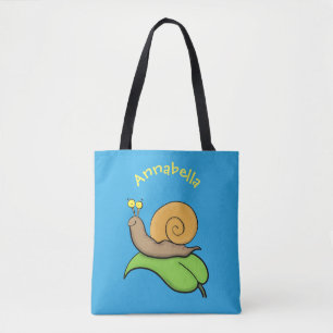 Tote Bag Un mignon escargot heureux sur une illustration d'