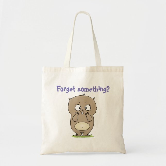 Tote Bag Un mignon hamster brun oublie quelque chose de des (Devant)
