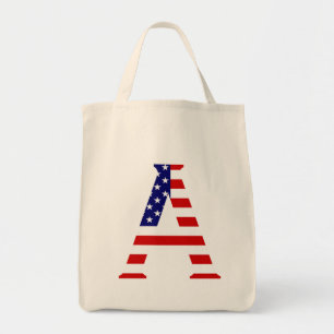 Tote Bag Un monogramme superposé sur le drapeau américain g