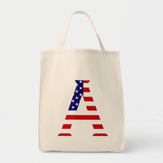 Tote Bag Un monogramme superposé sur le drapeau américain g (Devant)
