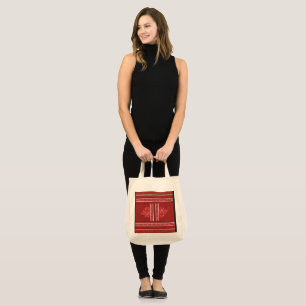 Tote Bag un motif à croix avec fleurs rouges et vignes
