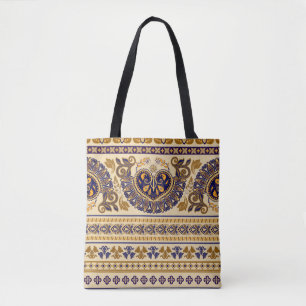 Tote Bag Un motif égyptien sans couture rayé. Floral coloré