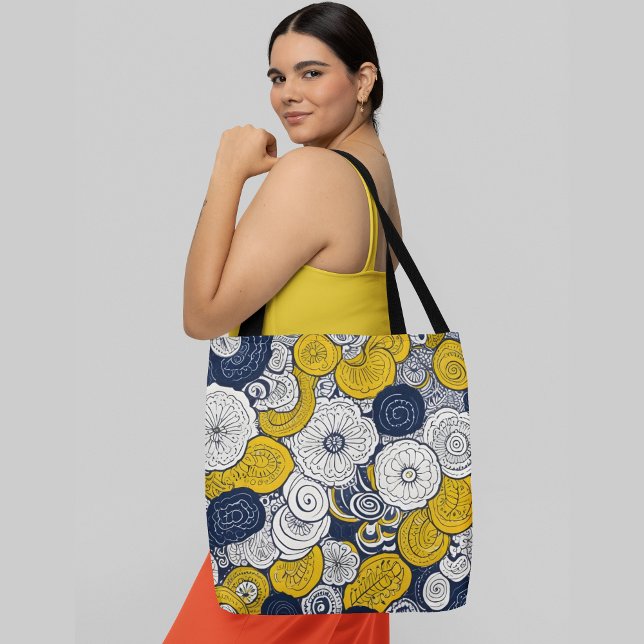 Tote Bag Un motif sans soudure aux éléments floraux abstrai (Créateur téléchargé)