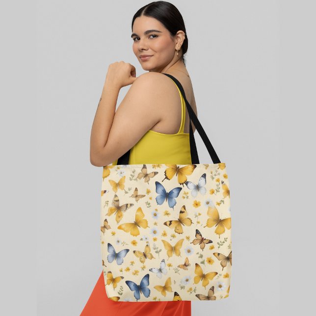 Tote Bag Un motif transparent de différentes fleurs de papi (Créateur téléchargé)