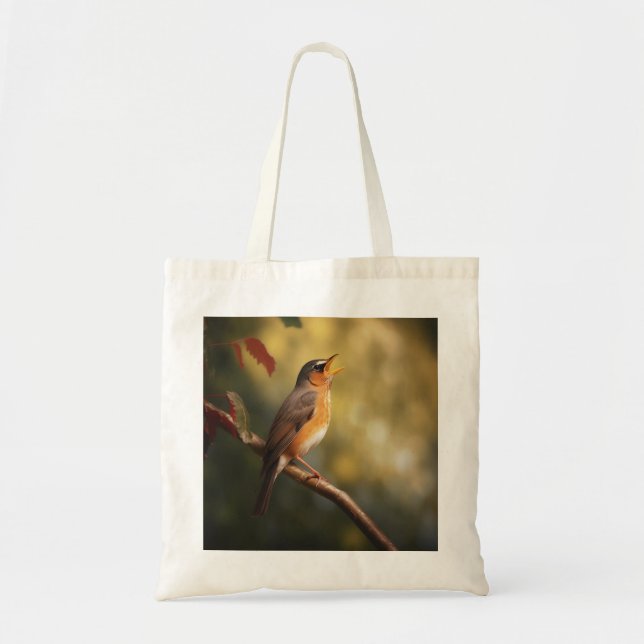 Tote Bag Un oiseau qui chante le matin (Devant)