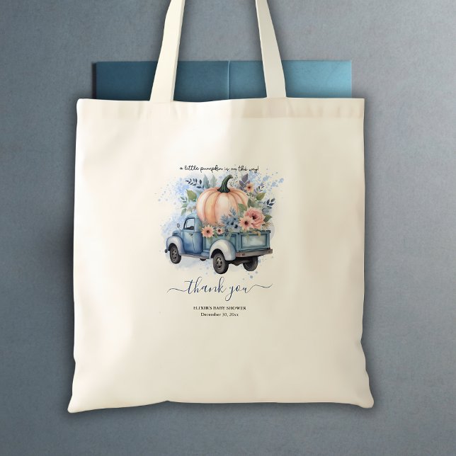 Tote Bag Un petit Baby shower d'aquarelle bleu de camion Ci (Créateur téléchargé)