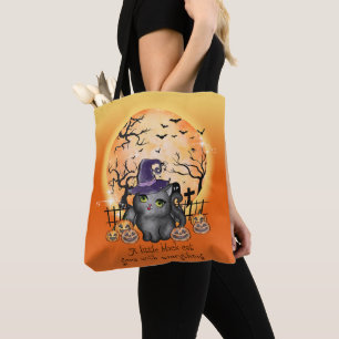 TOTE BAG UN PETIT CHAT NOIR VA AVEC TOUT HALLOWEEN