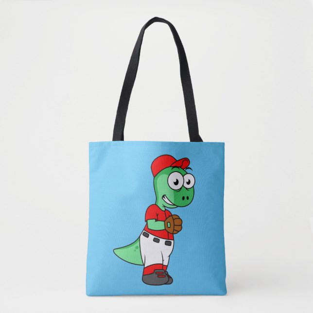 Tote Bag Un Pitcher De Baseball Pachycephalosaurus. (Devant)