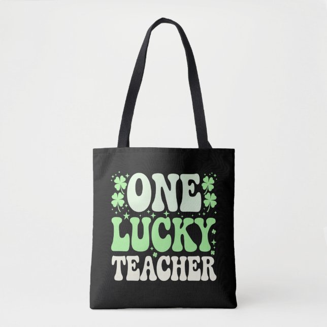 Tote Bag Un professeur chanceux professeur rétro groovy St- (Devant)