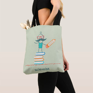 Tote Bag Un scientifique debout sur les livres