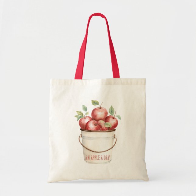 Tote Bag Un seau Une pomme par jour (Devant)