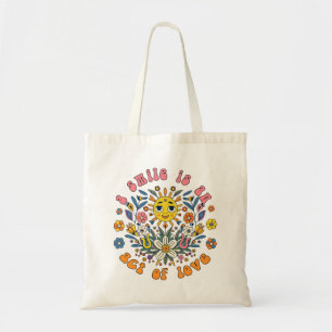 Tote Bag Un Sourire est un Acte d'Amour Floral