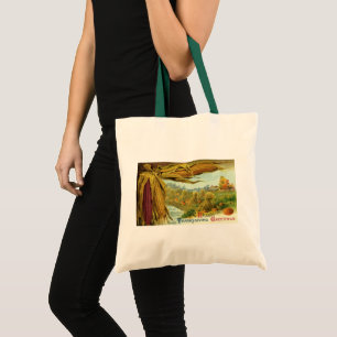 Tote Bag Un Thanksgiving Coeur ; Corn indien et Haystacks