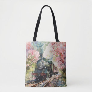Tote Bag Un train au printemps