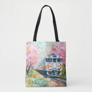 Tote Bag Un train au printemps