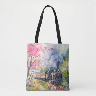 Tote Bag Un train au printemps