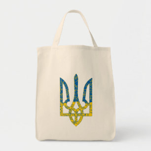 Tote Bag Un trident ukrainien texturé drapeau d'Ukraine cou