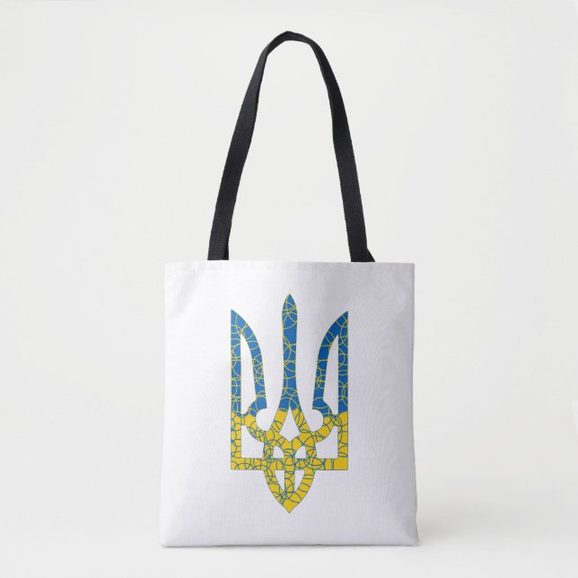 Tote Bag Un trident ukrainien texturé drapeau d'Ukraine cou (Devant)