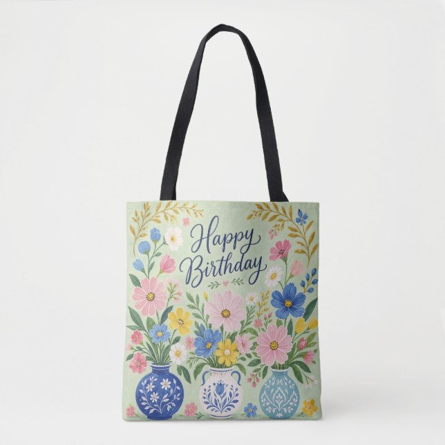 Tote Bag Un Trio de Fleurs d'Anniversaire (Devant)