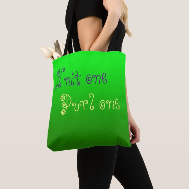 Tote Bag Un truc. Purl one. - Projet tricot - votre nom (De près)