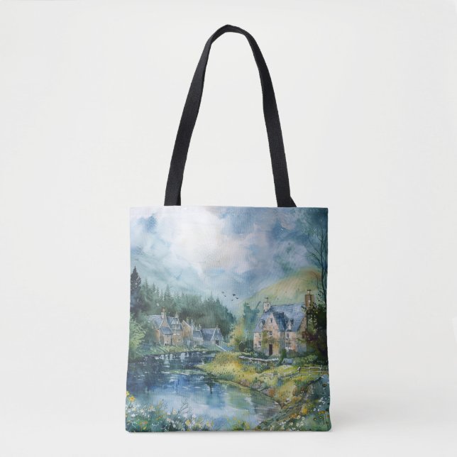 Tote Bag Un village écossais paisible (Devant)