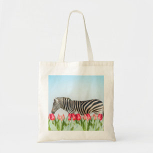Tote Bag Un zèbre parmi les tulipes
