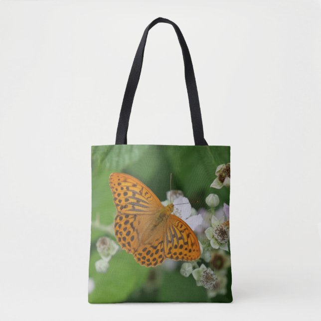 Tote Bag Une abeille massive, ou peut-être pas, sur un sac. (Devant)
