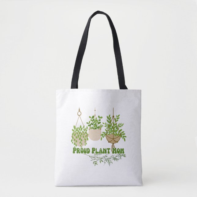 Tote Bag Une belle étiquette pour maman amoureuse plante. (Devant)