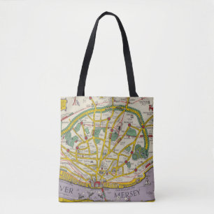 Tote Bag Une carte de Merseyside, Liverpool