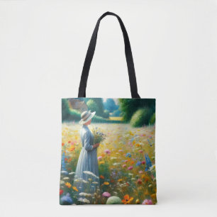 Tote Bag Une femme aux fleurs à la maison