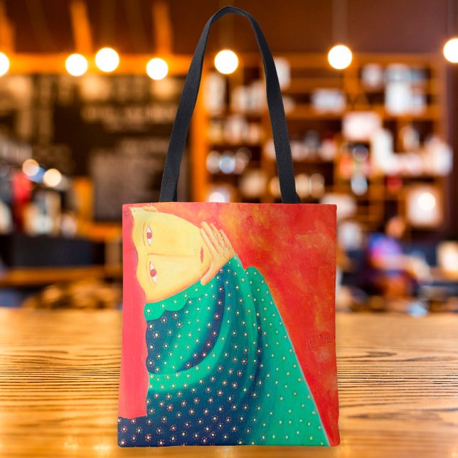 Tote Bag Une Femme Pensant Art Moderne Peinture (Créateur téléchargé)