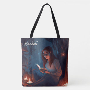 Tote Bag Une femme qui lit un livre à Night Anniversaire Ca