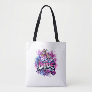 Tote Bag Une Girafe Portant Un Pyjama Et Montant Un Skatebo