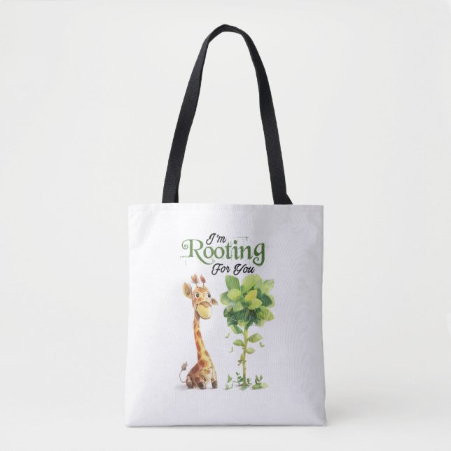 Tote Bag Une Jolie Petite Girafe Avec L'Arbre, Racontant Po (Devant)