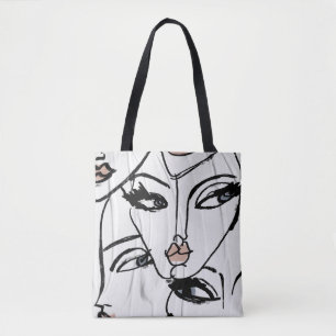 Tote Bag Une ligne minimaliste de visages féminins