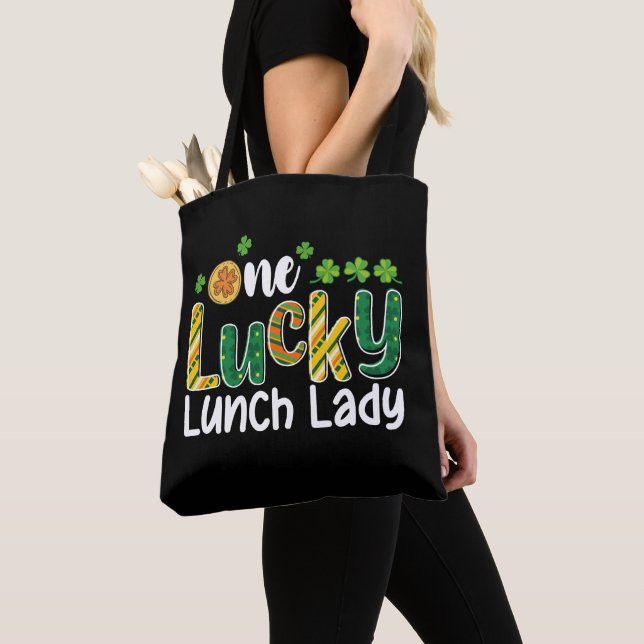 Tote Bag Une Lucky Lunch Lady School St Patrick's Day (De près)