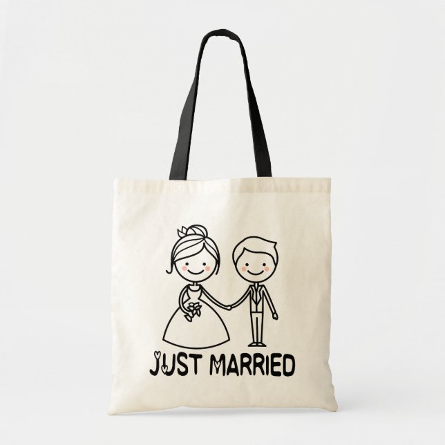 Tote Bag Une mariée de caricatures mariée et une Mariage no (Devant)