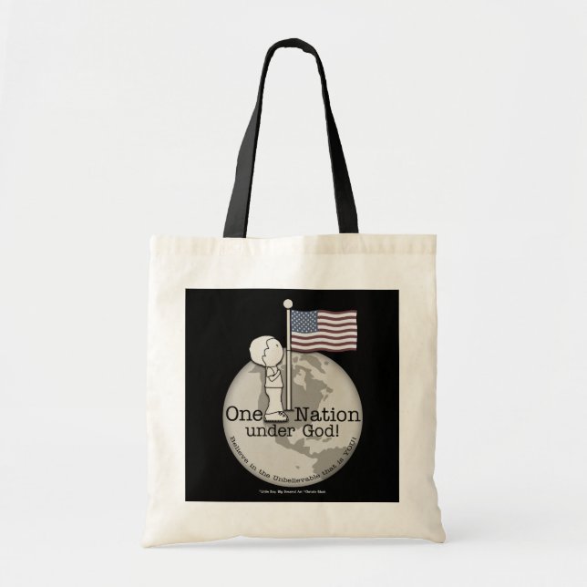 Tote Bag Une nation sous Dieu, petit garçon au drapeau amér (Devant)