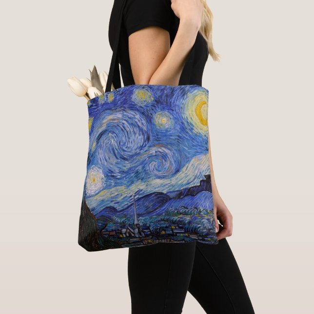 Tote Bag Une nuit étoilée : Saint Remy par Vincent Van Gogh (De près)