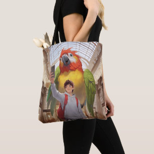 Tote Bag Une Rencontre colorée - Parrot géant au Musée