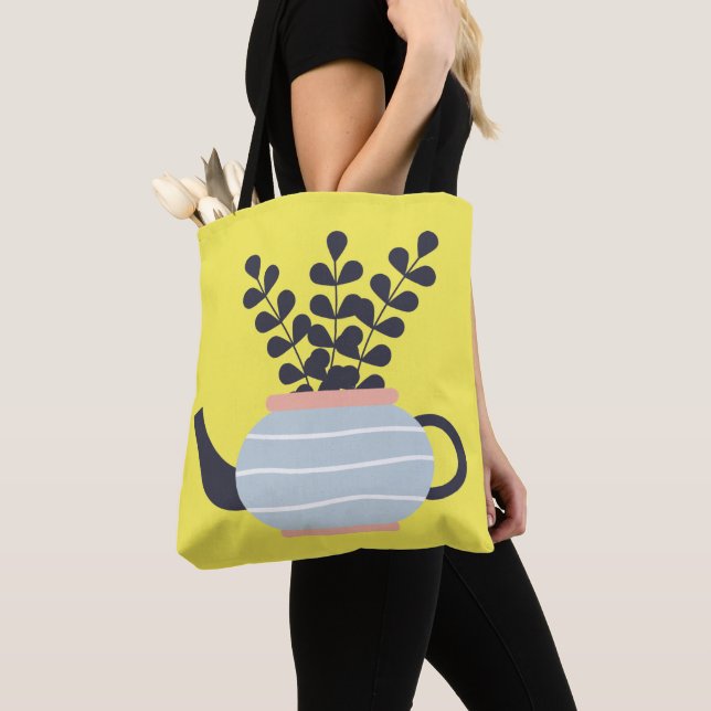 Tote Bag Une théière moderne simple au pastel plante (De près)