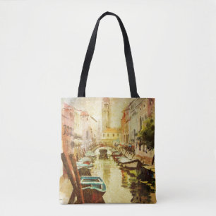 Tote Bag Une vue du canal avec des bateaux et des bâtiment