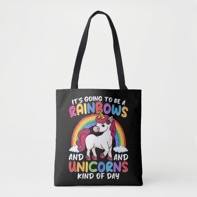 Tote Bag Unicorn Cute Whimsical Funny Rainbows Et Unicorns (Devant)