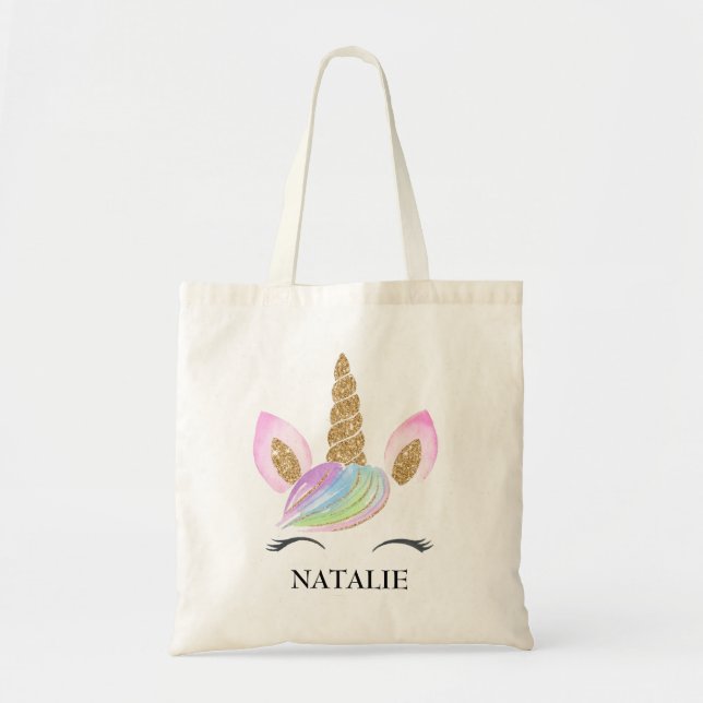 Tote Bag Unicorn Kids Gold Parties scintillant rose cadeau  (Devant)