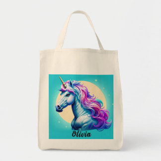 Tote Bag Unicorn Moonlight personnalisable : Votre nom en é