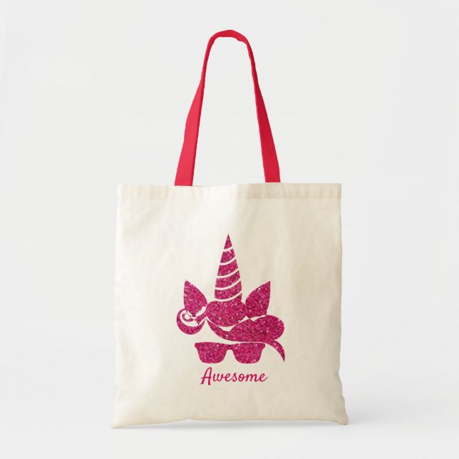 Tote Bag Unicorn rose Parties scintillant mignonne fille en (Devant)