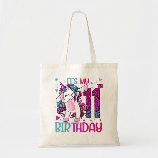 Tote Bag Unicorne 11 ans Dabbing 11e anniversaire fille Uni (Devant)