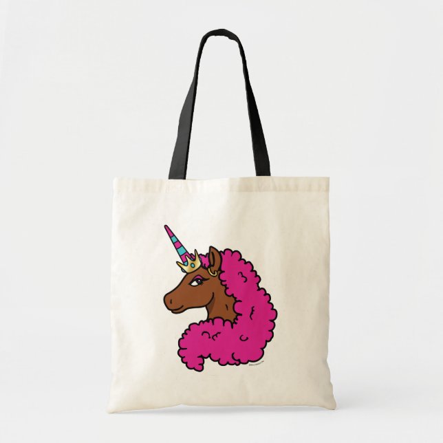 Tote Bag Unicorne Afro Rose Chaud (Devant)